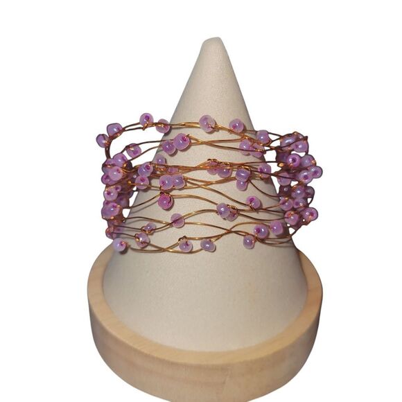Elegant Gold and Purple Beaded Bracelet - Picture 1 of 5
